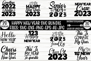Happy New Year Svg Bundle, an Object Graphic by CrexoraLab