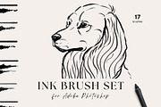 Photoshop Ink Brushes, a Brush Add-On by Jenteva Art (Thumbnail 1 of 12)