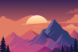 Vibrant mountain landscape, a Seasonal Illustration by SouravDesign