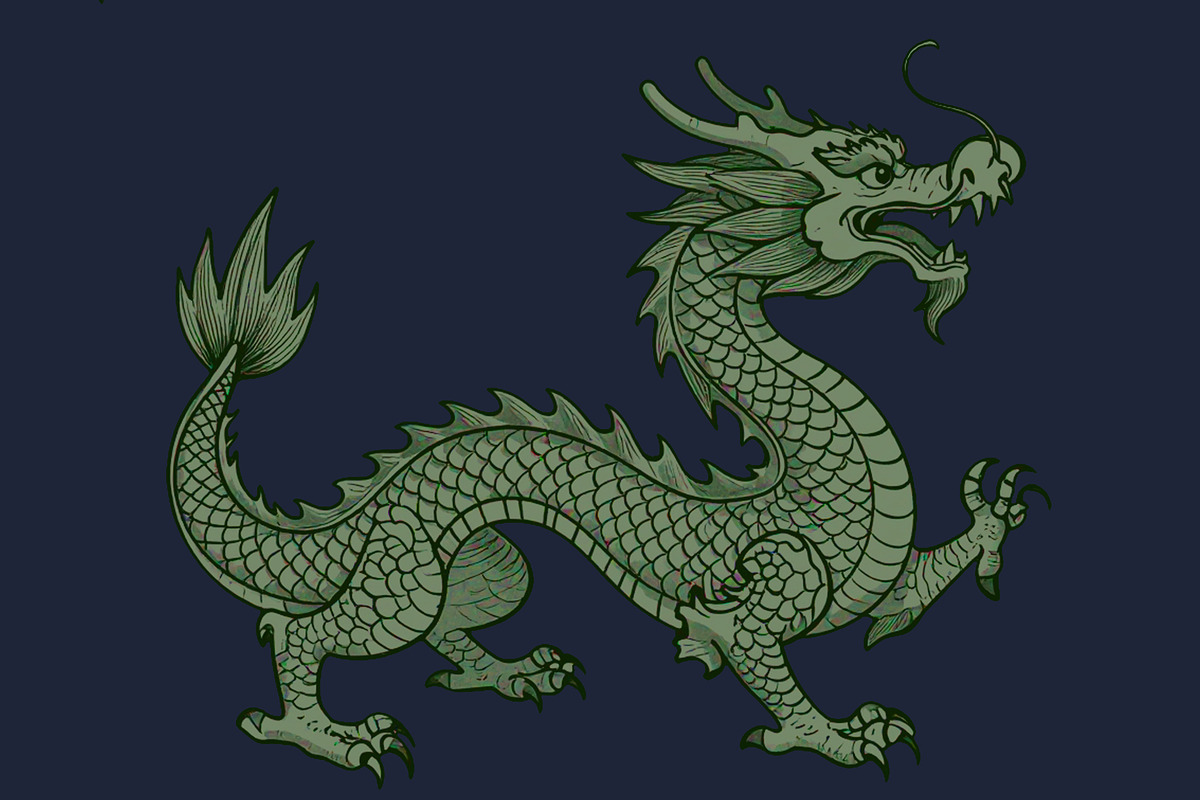 Royal Dragon on Navy Blue, a Pattern Graphic by Sharon Schwalbe (Photo 7 of 7)