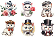 White Kitten Gentleman Cap Clipart, an Illustration by DreamArtGraphic (Thumbnail 2 of 4)