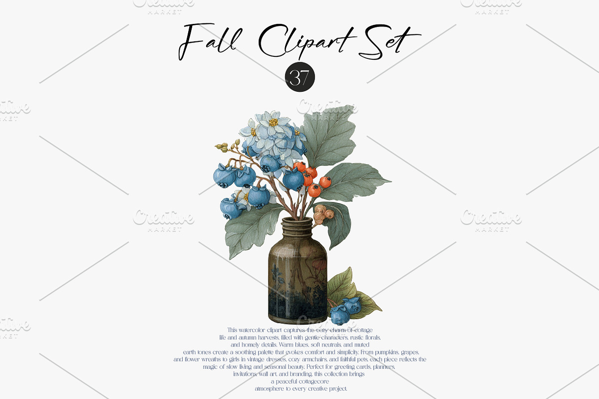 Watercolor Autumn Clipart Fall Set, an Illustration by CreationArt (Photo 3 of 7)