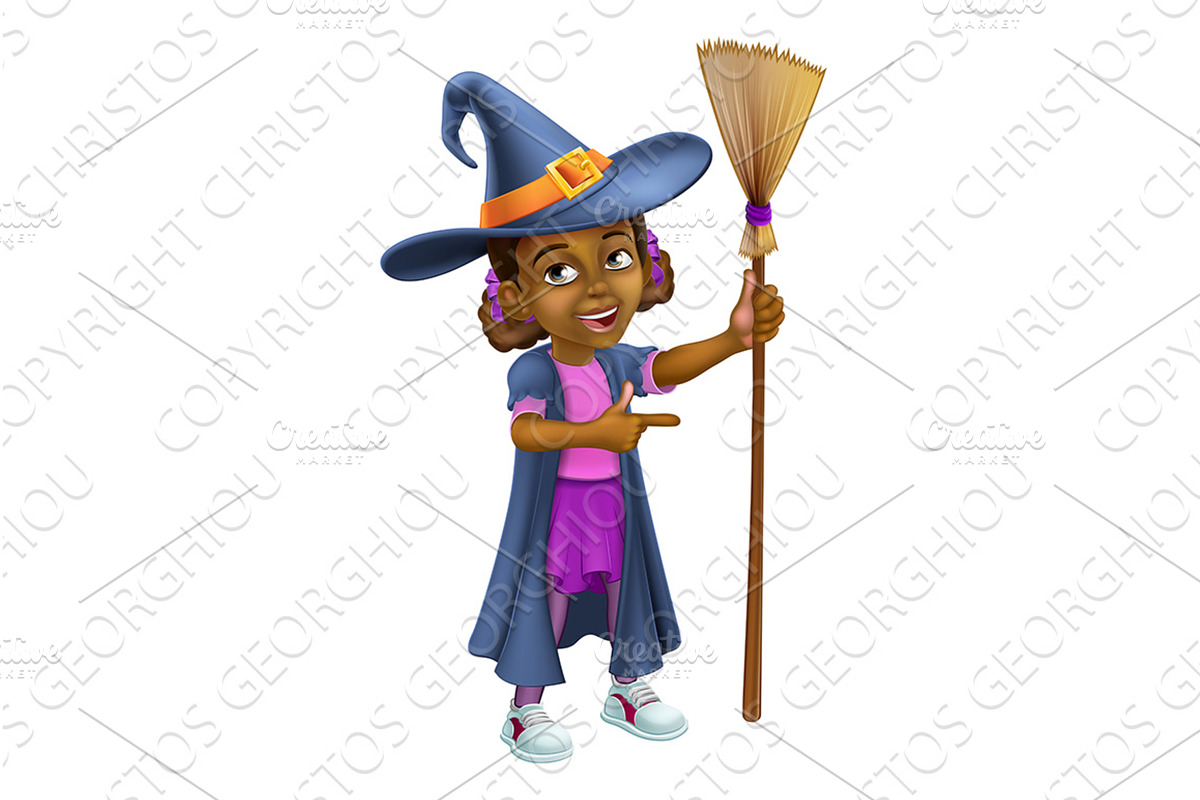 Black Girl Cartoon Child Halloween, an Education Illustration by Christos Georghiou
