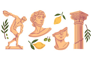 Ancient Greek doodle illustrations, an Object Illustration by art PVP - market