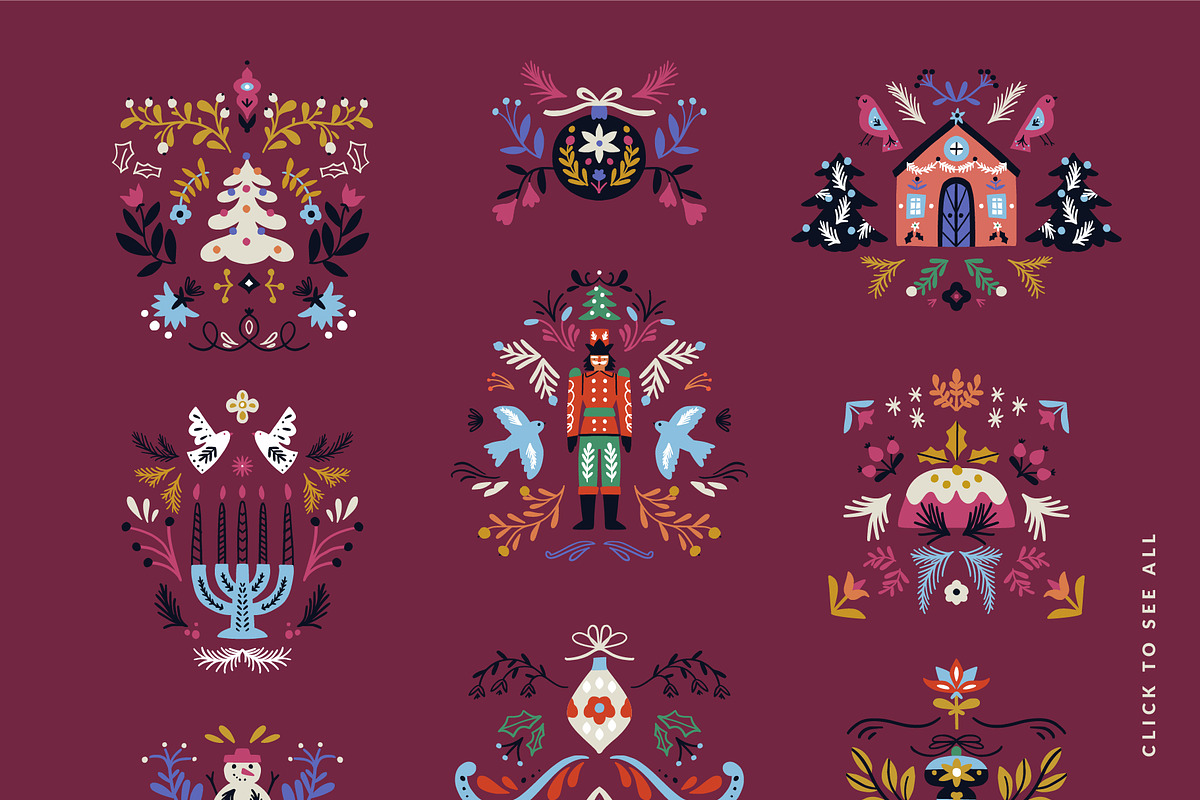 Ornate Christmas | floral clipart, an Illustration by Olia (Photo 8 of 14)