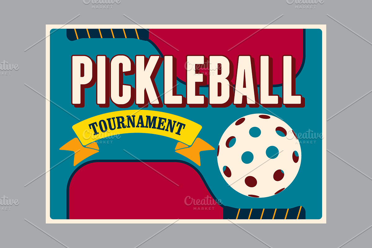 Pickleball retro vector poster set., a Sport Illustration by PoPaShop (Photo 9 of 10)