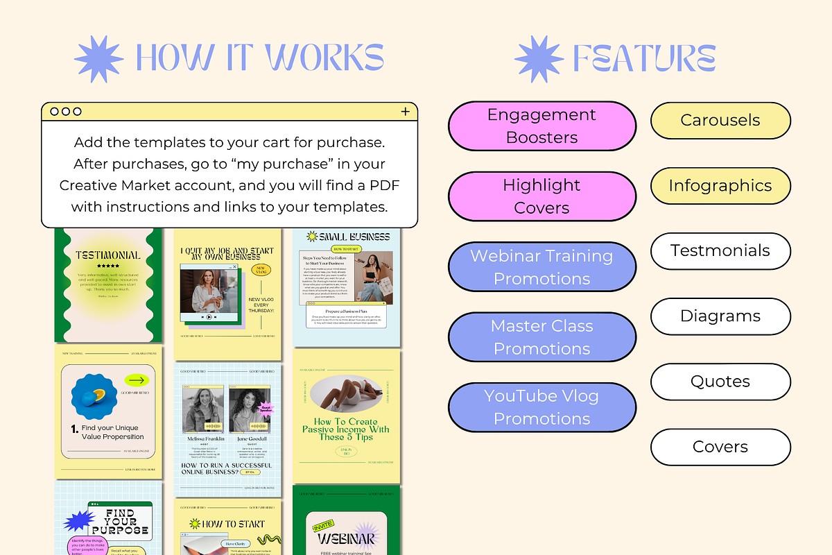 2in1 90s Aesthetic Canva Insta Pack, a Social Media Template by Guavamelo Studio (Photo 2 of 19)