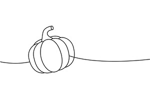 Raw pumpkin one line continuous, a Food Illustration by GraphiShop