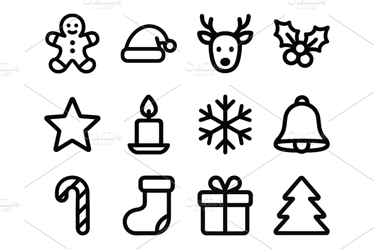Christmas Holiday Vector Icons, an Outline Icon by Vectorium Studio (Photo 2 of 2)