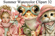 Summer Watercolor Clipart PNG, an Illustration by DreamArtGraphic (Thumbnail 1 of 8)