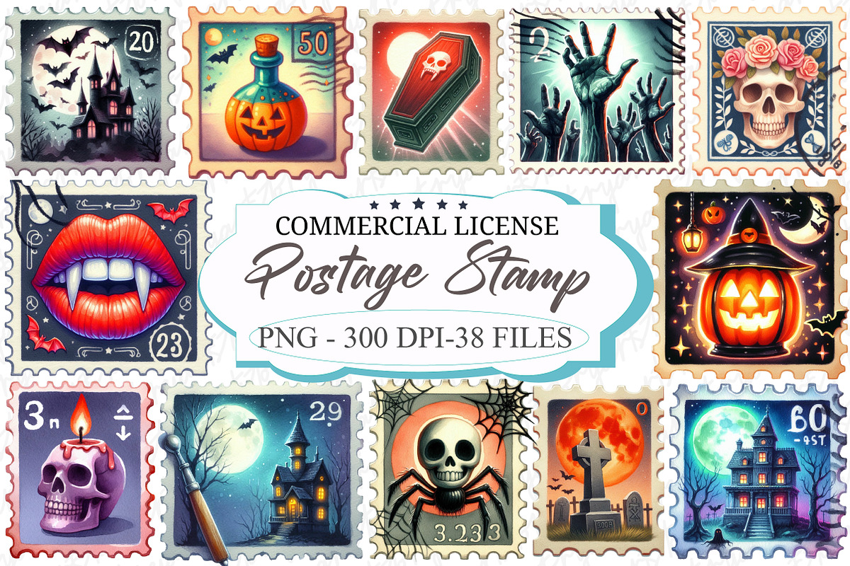 Halloween Postage Stamp Clipart, an Illustration by designcity5 (Photo 1 of 5)