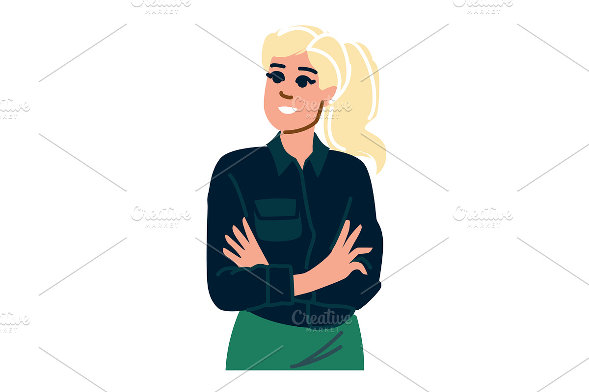 Confident businesswoman smiling with, a Person Illustration by pikepicture