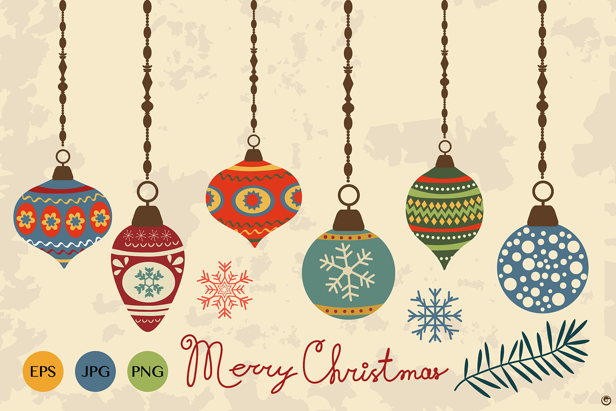 Christmas baubles set and patterns, a Decorative Illustration by Olillia (Photo 2 of 18)