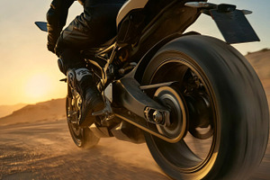 Motorcycle rear wheel with motion bl, a Photo by Dvoevnore photos