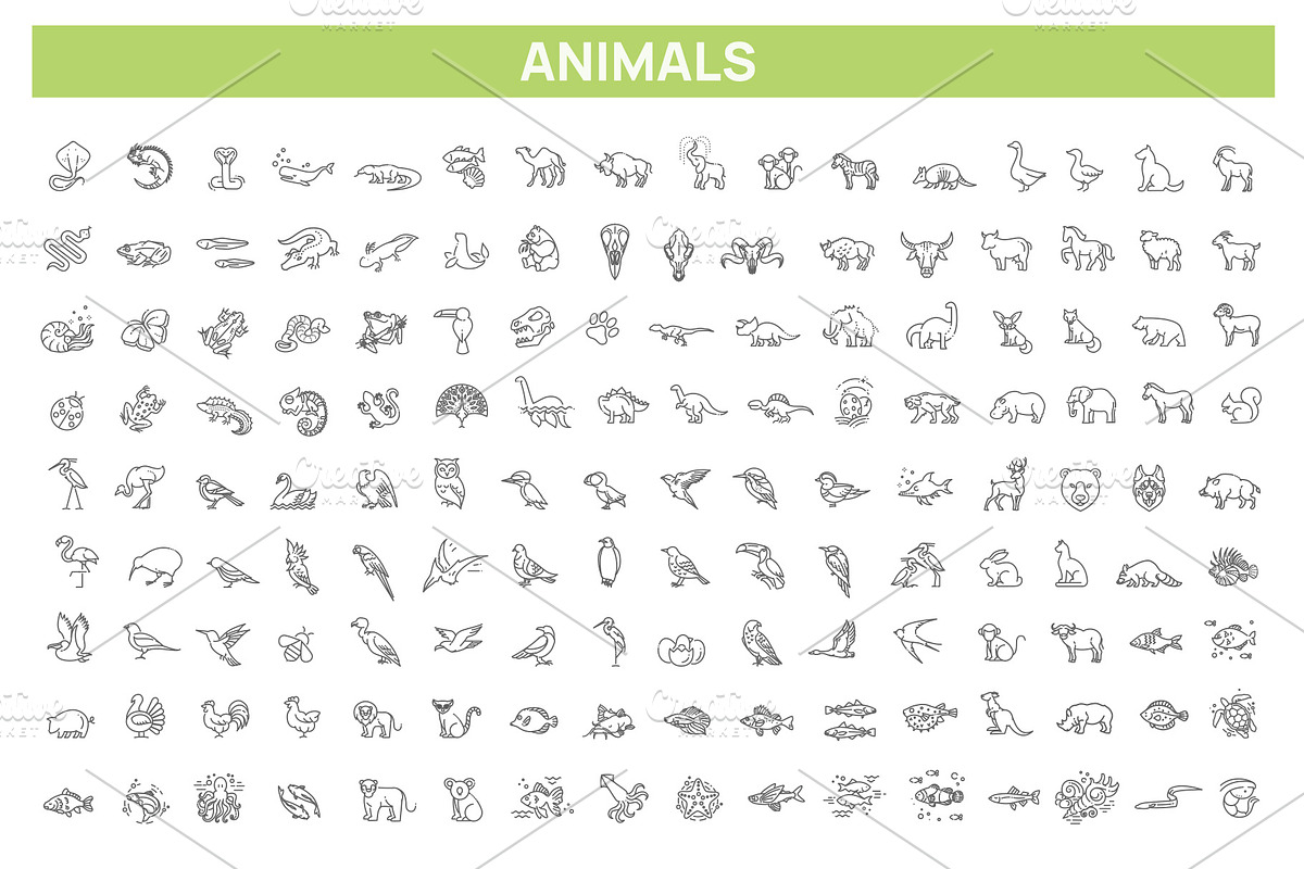 Animal icons. Vector icon set, an Outline Icon by Tettygreen (Photo 1 of 3)
