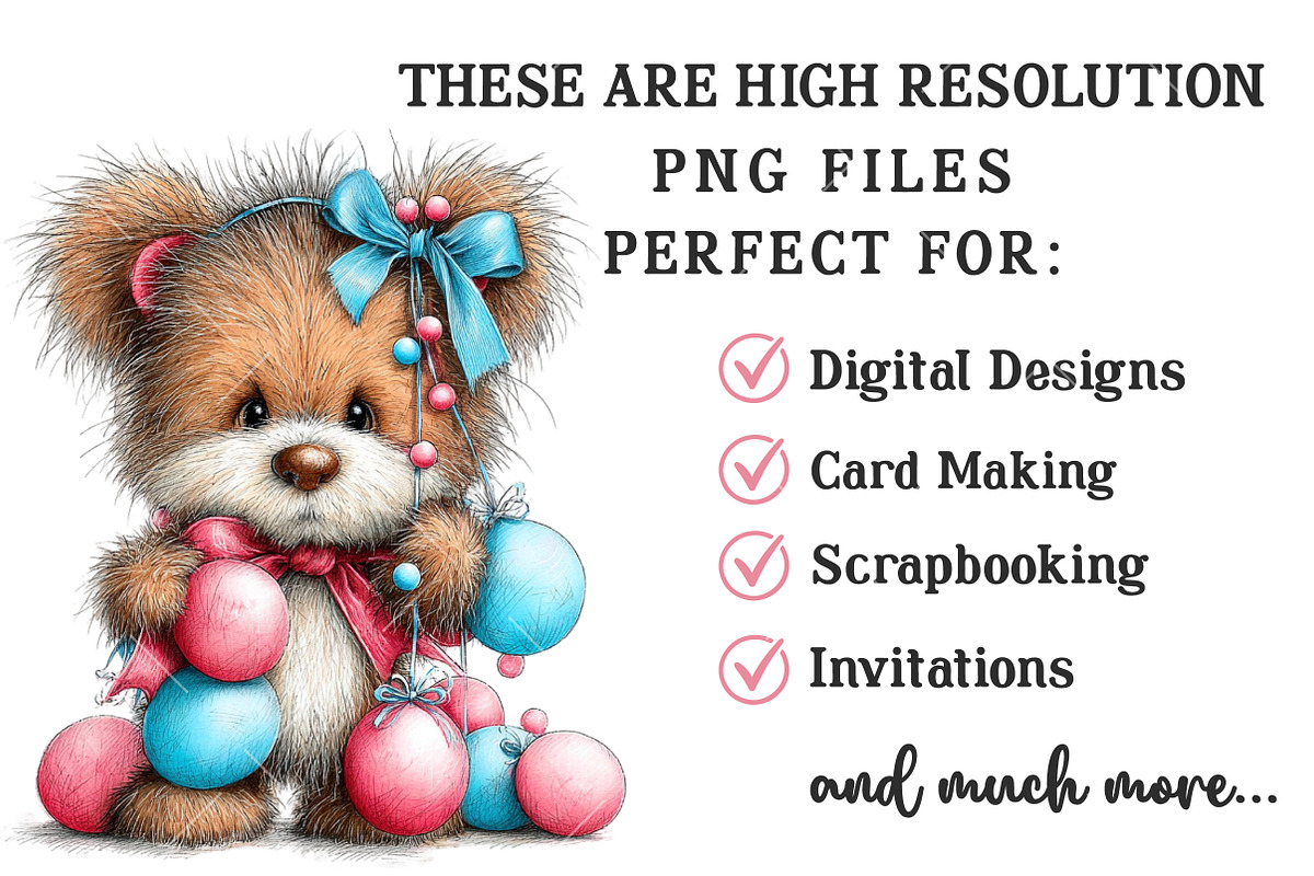 Whimsical Easter Teddy Bear Clipart, an Illustration by OK Design (Photo 4 of 6)