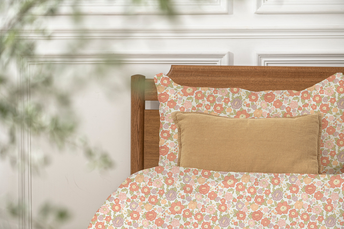 Retro Floral Pattern - Coral Lime, a Pattern Graphic by Mieken Petra Designs (Photo 2 of 5)