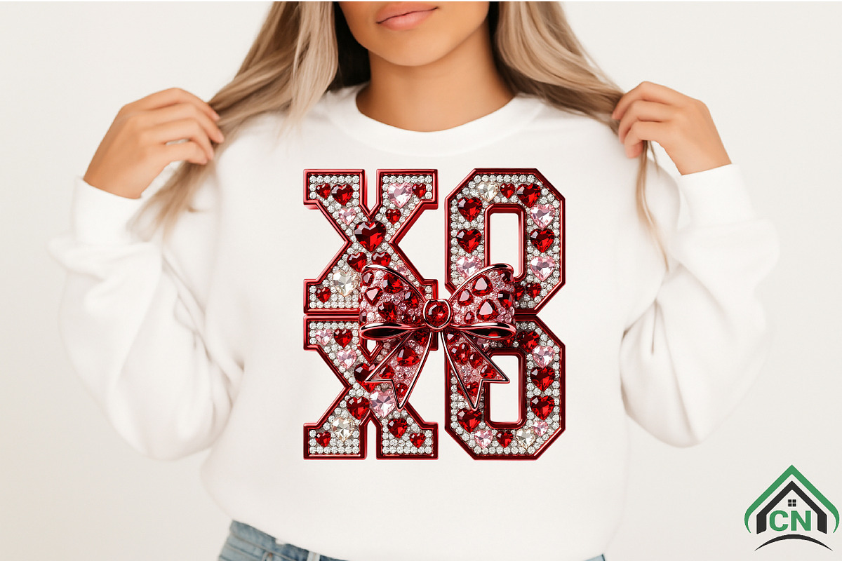 Luxury XOXO Rhinestone Heart PNG, an Illustration by Craft Nest (Photo 2 of 4)