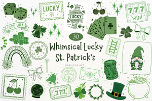 Whimsical Lucky St Patrick Clipart, an Illustration by Markicha Art