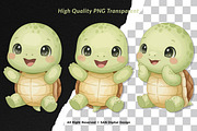 15 Bundle Watercolor Cute Turtle, an Animal Illustration by Morspective (Thumbnail 2 of 8)