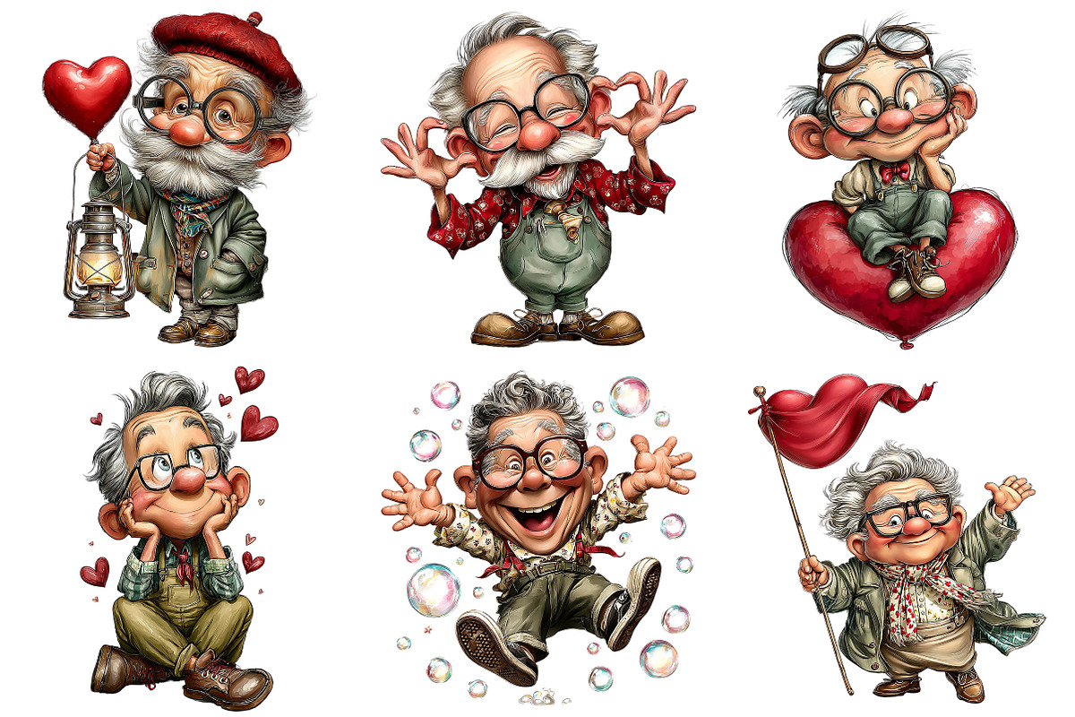 Quirky Valentine Grandpa Clipart, an Illustration by Craft Nest (Photo 6 of 8)