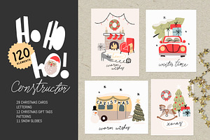 Ho HO ho constructor. Christmas card