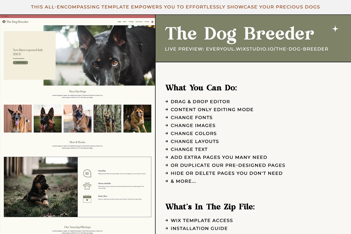 The Dog Breeder Wix Template, a Wix Template by Girl Boss From Home (Photo 6 of 8)