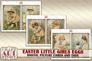 Easter Little Girls Eggs Collage