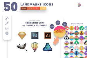 50 Landmarks Icons