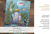 Under The Sea Digital Postcard Set, a Decorative Illustration by The Dutch Lady Designs (Thumbnail 5 of 7)