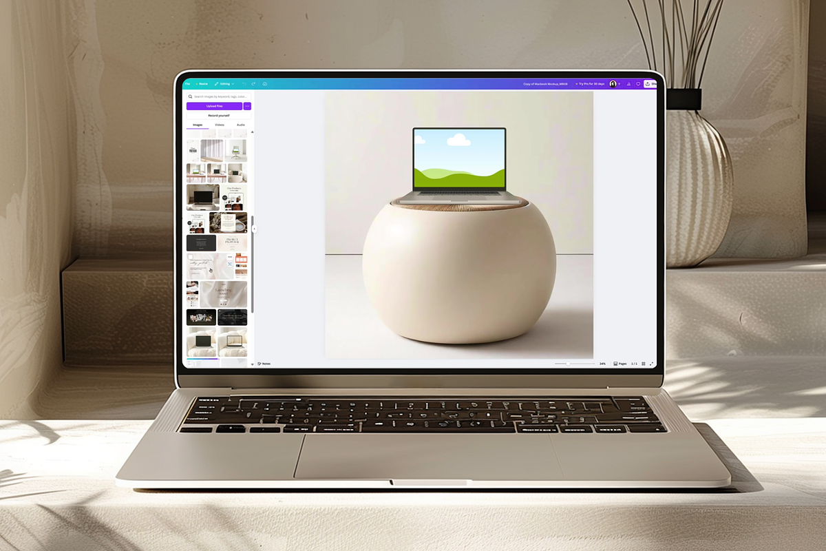 Canva Macbook Mockup Template, a Mac Mockup by Creatif Foundry (Photo 2 of 9)