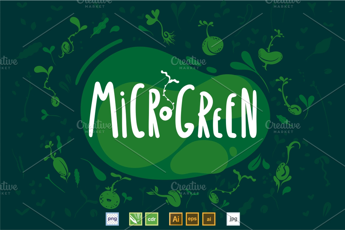 Microgreens Vector Set, an Object Illustration by ElenaKovalyova (Photo 2 of 7)