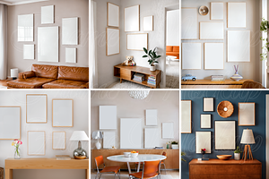 Gallery Wall Frame Mockup Set 6 PSD