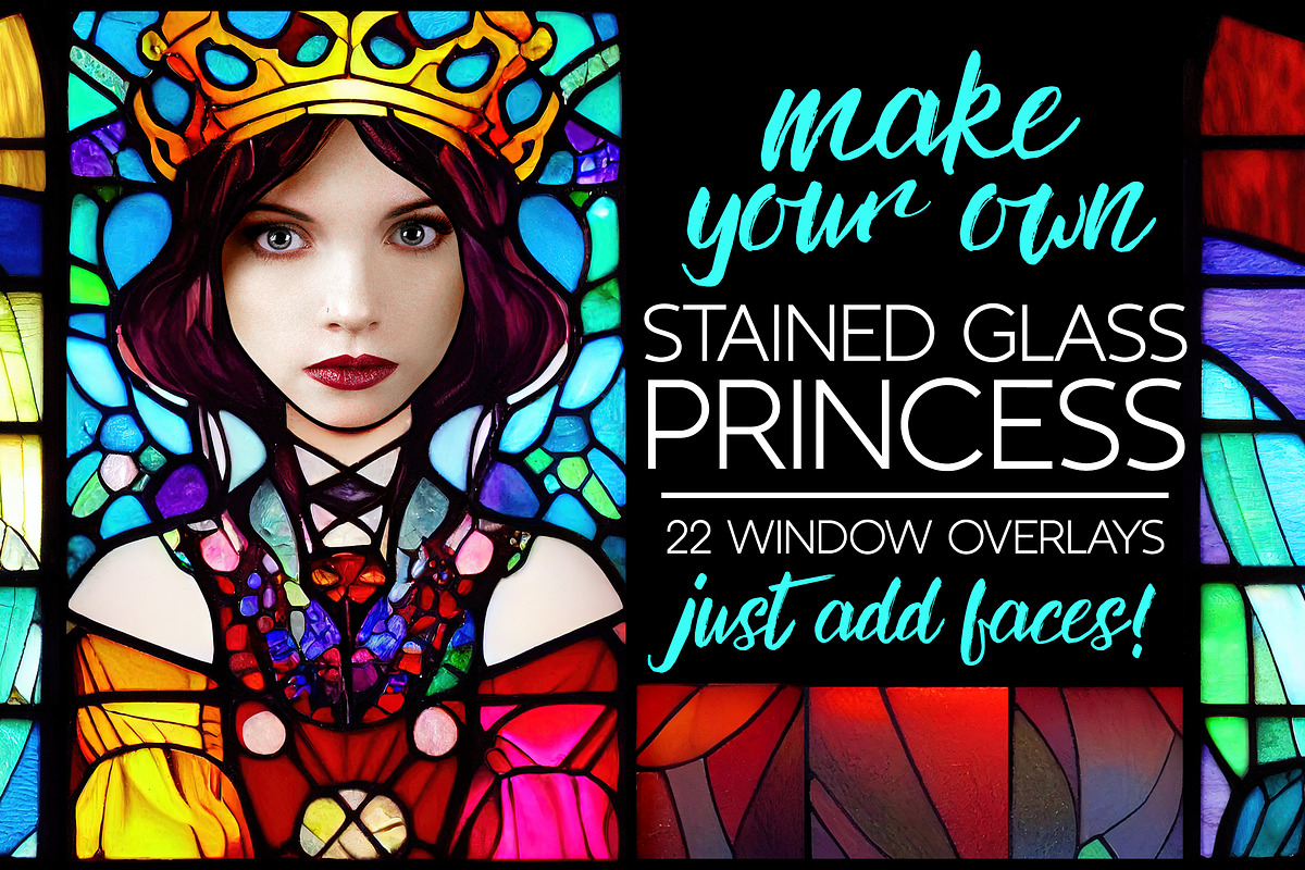 Stained Glass Princess Overlays, an Illustration by Paper Element (Photo 1 of 4)