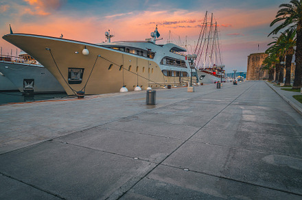 Trogir marina and old town promenade, a Transportation Photo by Alpine Dreams