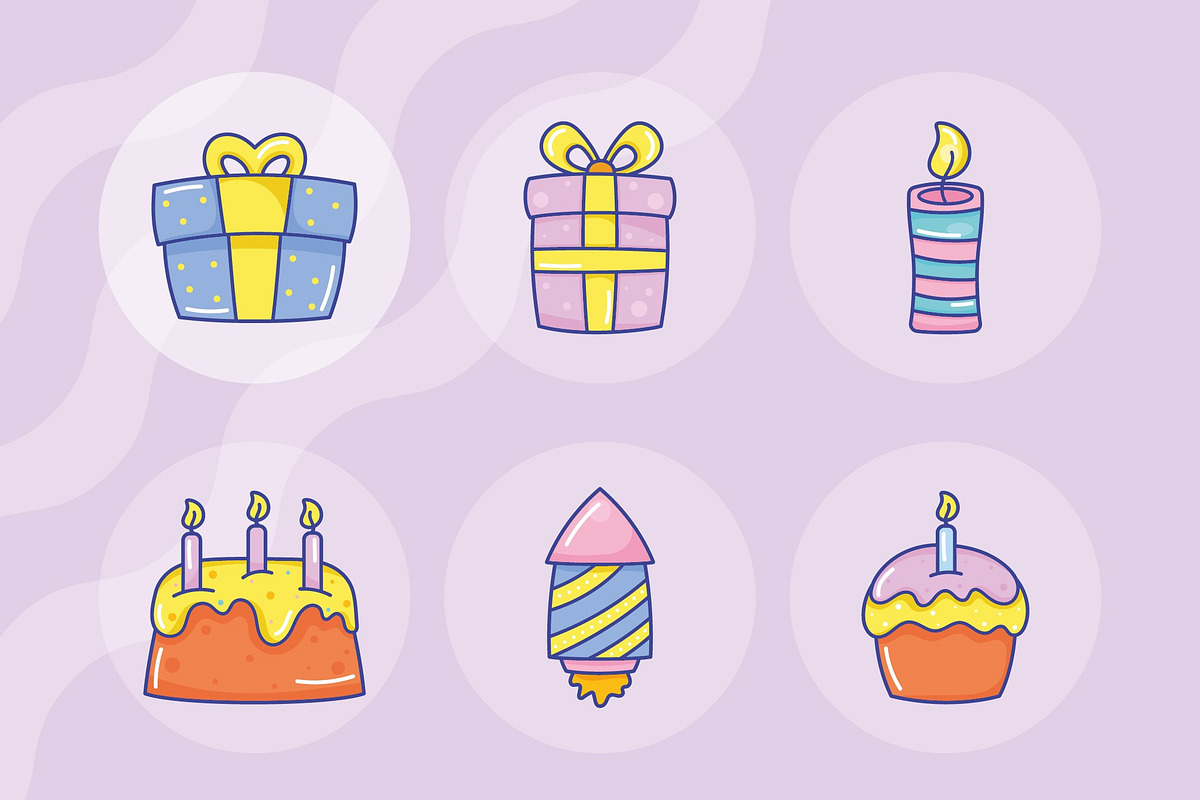 Birthday Festive Party Icons Set, a Templates & Theme by studiogstock (Photo 4 of 4)