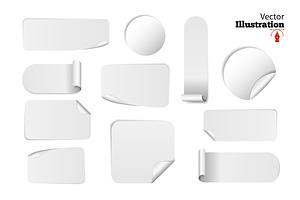 Set Of 11 Blank white paper stickers