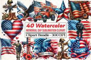 Memorial Day Sublimation Clipart, an Illustration by DreamCafeArt