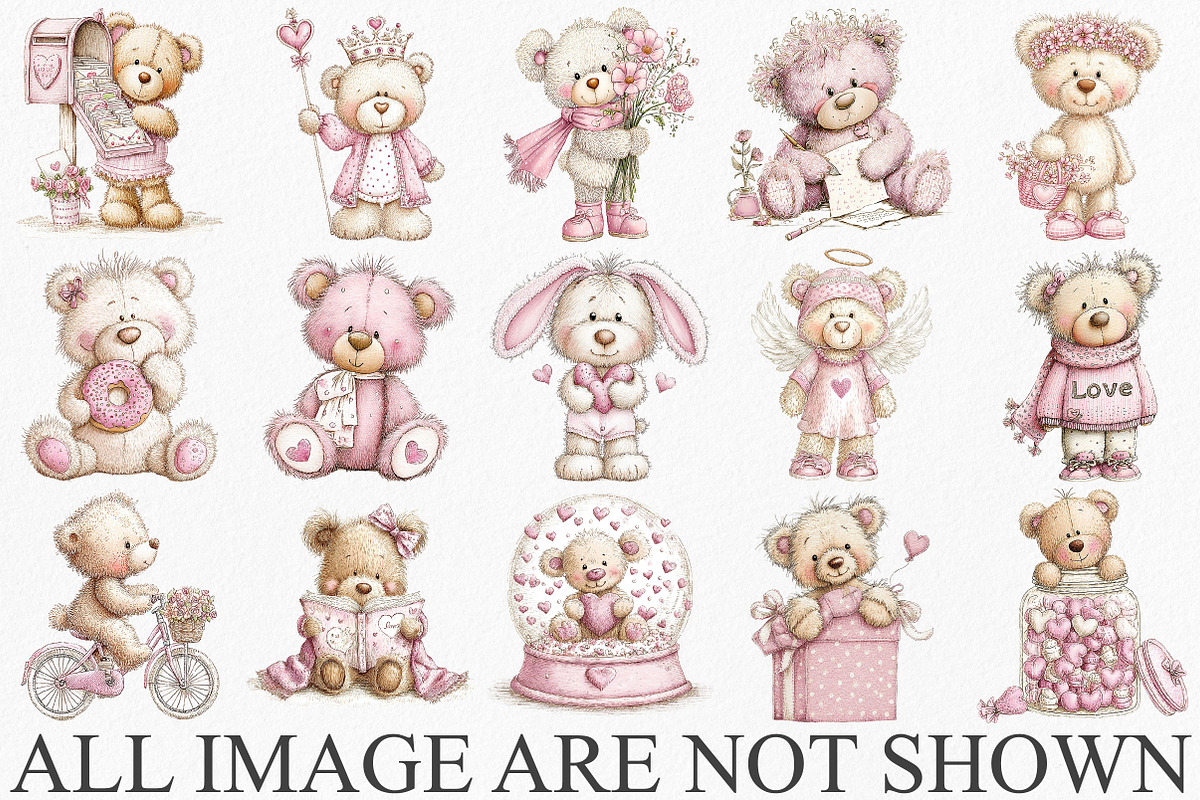 Watercolor Valentine's Teddy Bear, an Illustration by Canvas Craft (Photo 3 of 6)