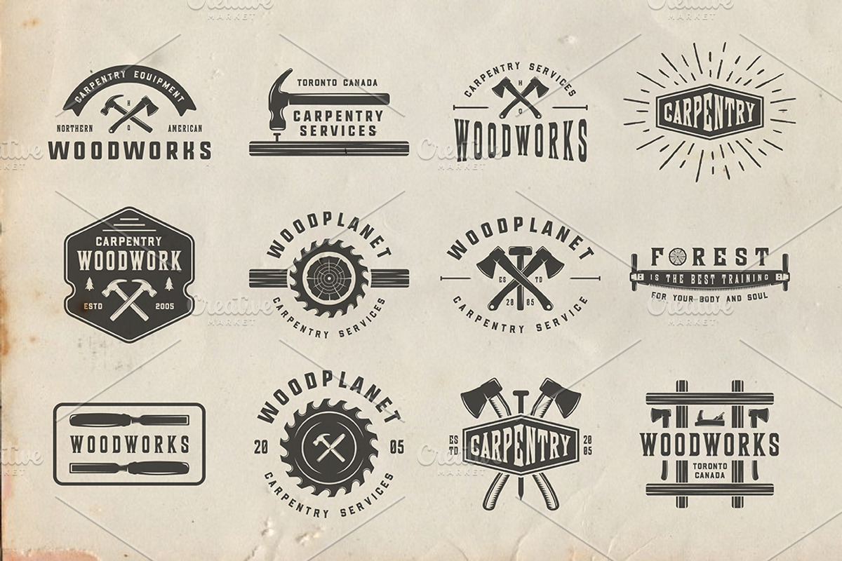 Vintage Carpentry Emblems part 3, a Branding & Logo Template by AkimD (Photo 3 of 7)