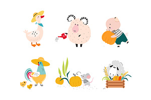 Cute Farm Animal on Ranch Engaged, an Animal Illustration by TopVectors