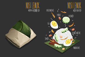 Nasi Lemak. Vector illustration