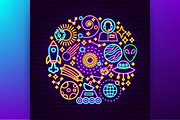 Outer Space Cosmos Neon Vector Icons, an Outline Icon by Anna_leni (Thumbnail 4 of 9)