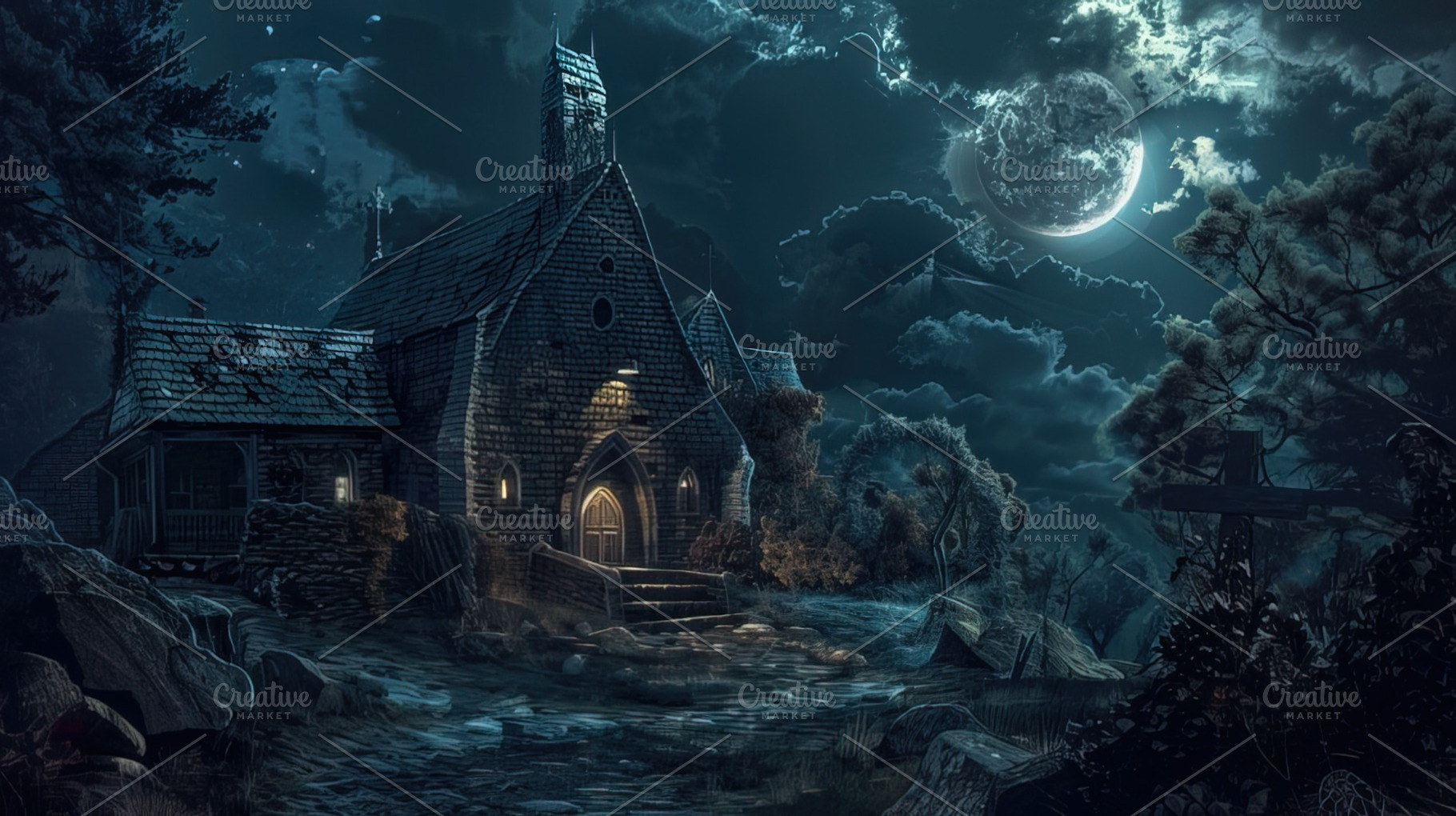 Mysterious House Under Moonlight, a Holiday Photo by Ales Munt