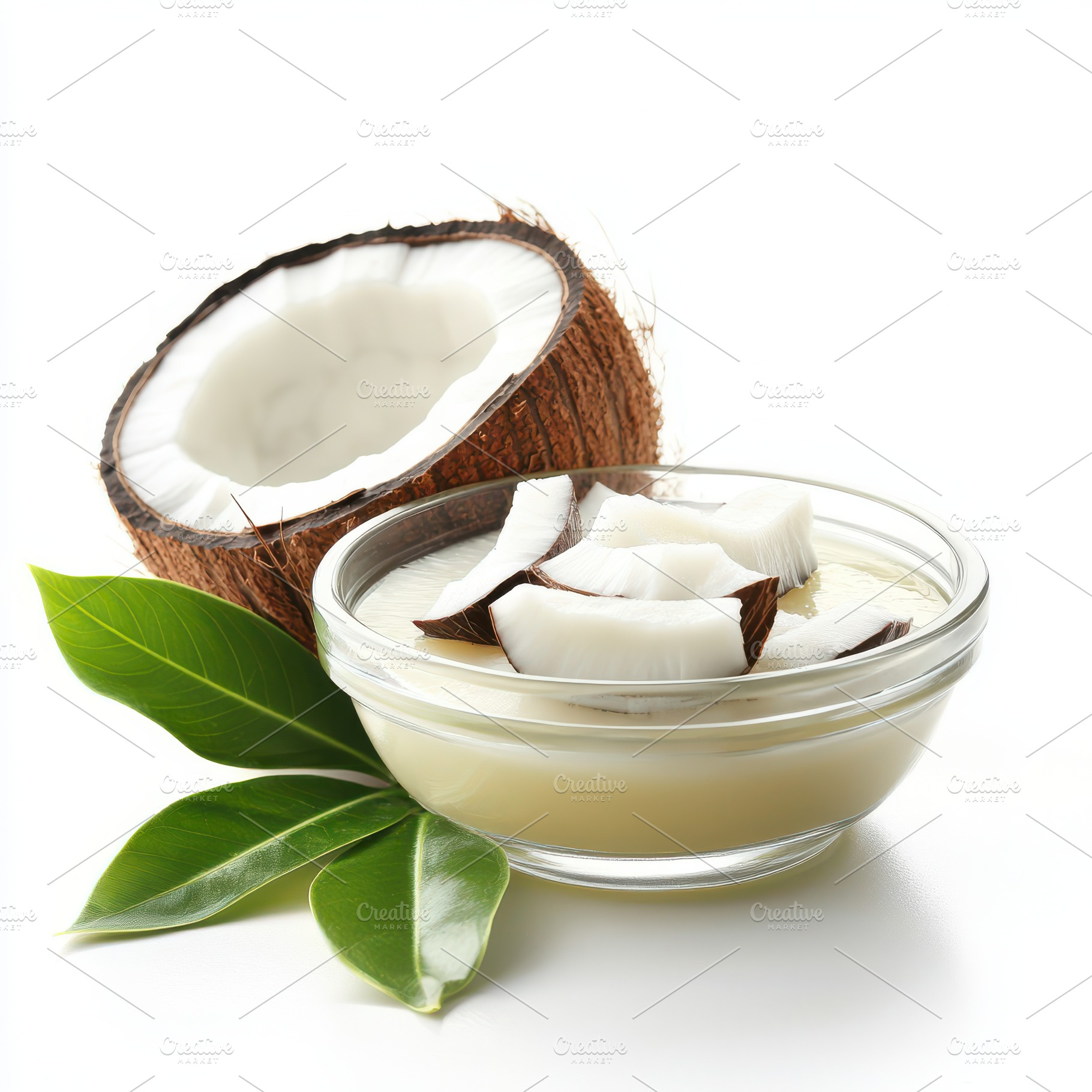 Fresh Coconut Pieces in Creamy Cocon, a Food & Drink Photo by Pixeness Studio