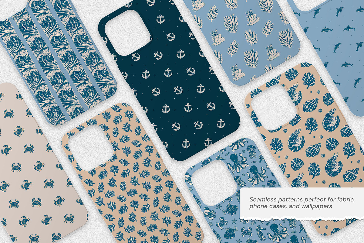 Ocean Life | Linocut collection, a Pattern Graphic by SappiStudio (Photo 3 of 21)