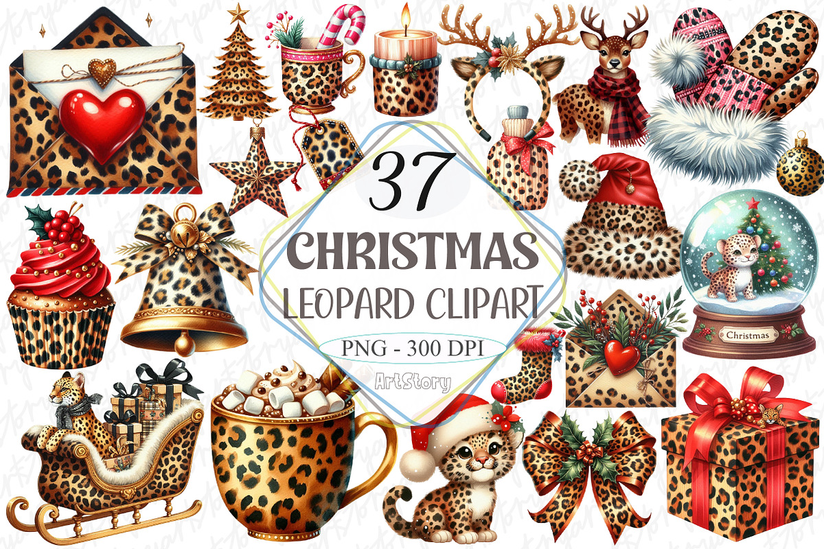 Leopard Christmas Clipart, a Graphic by designcity5 (Photo 1 of 5)