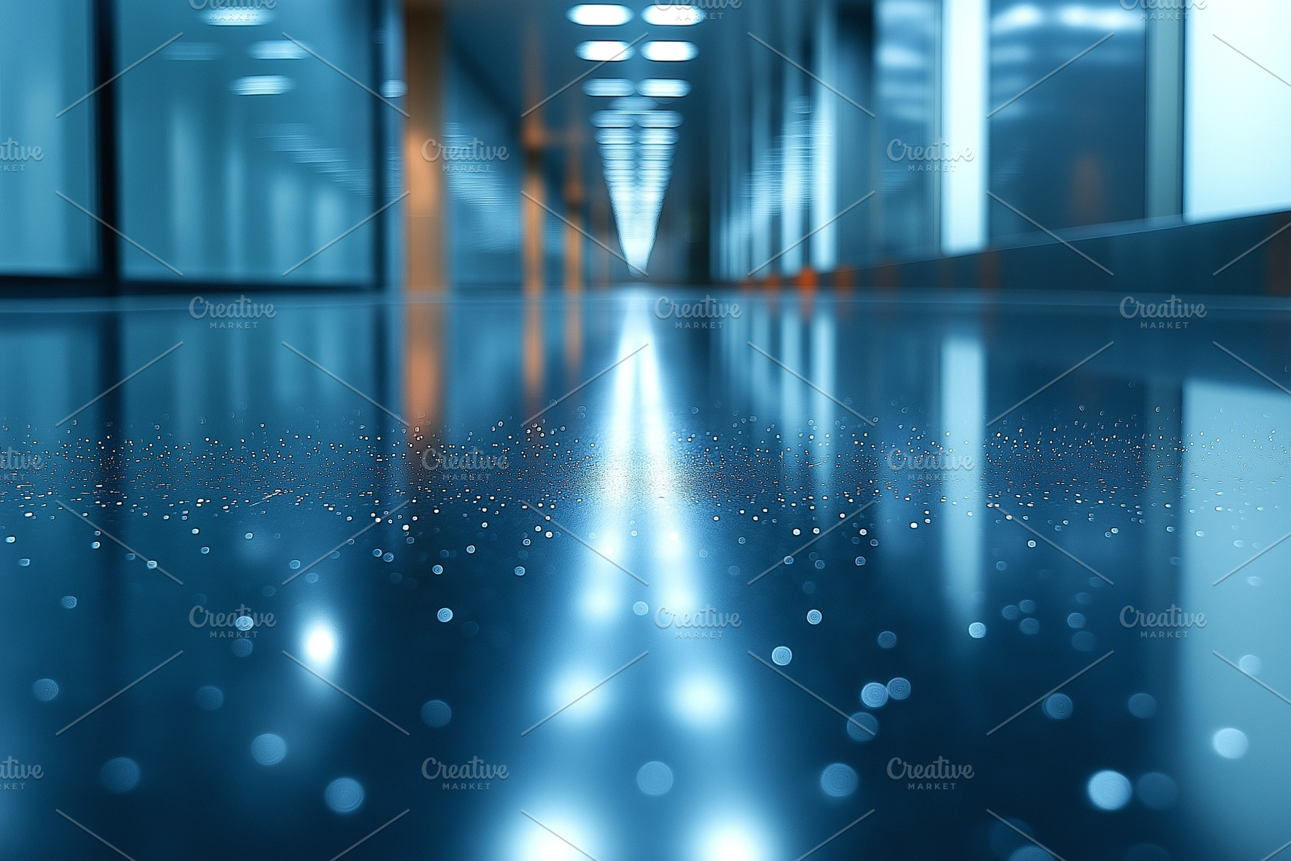 A sleek, modern corridor with a glimmering floor reflecting light patterns, cre, a Background Photo by ImageMir