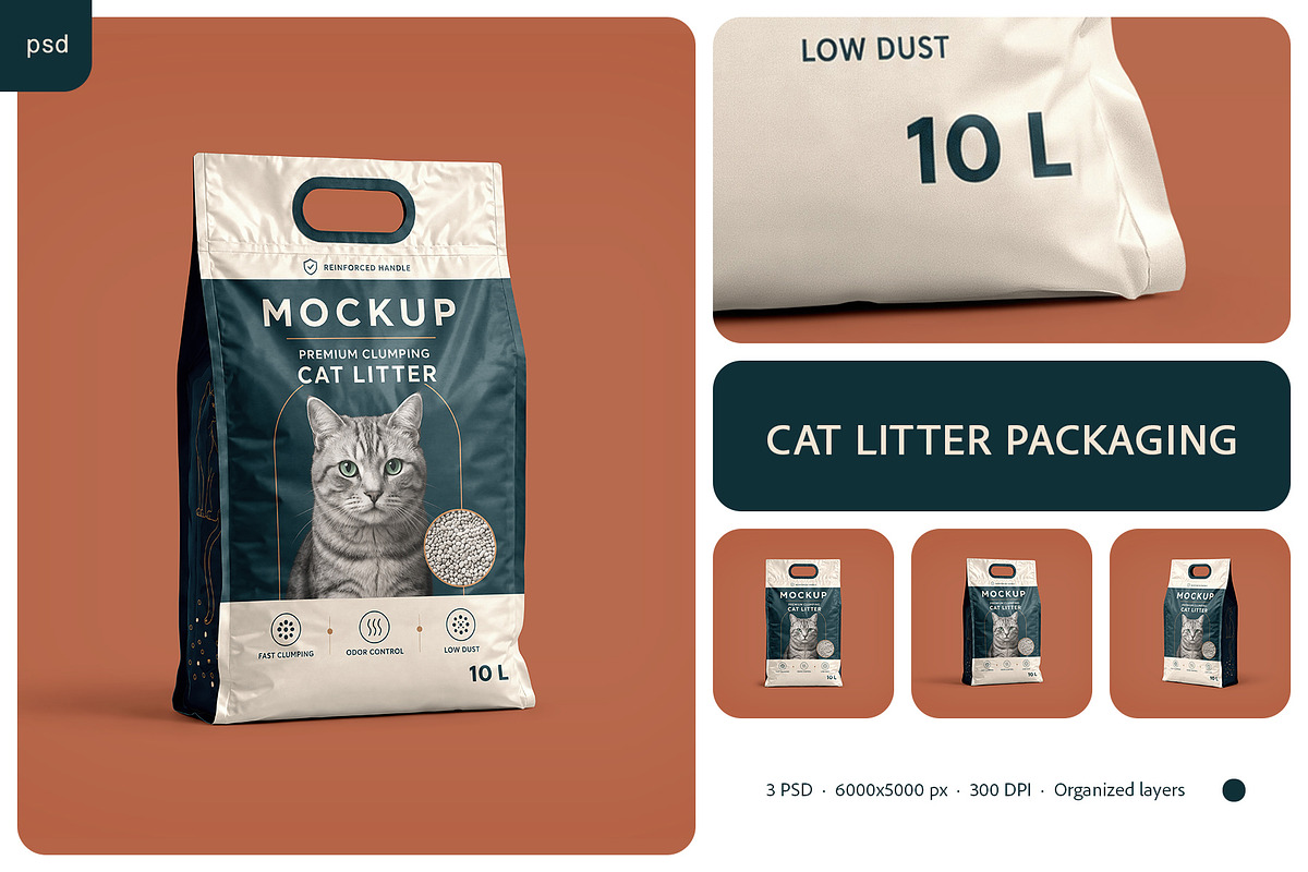 Cat Litter Packaging Mockup Set, a Packaging Mockup by Country4k (Photo 1 of 4)