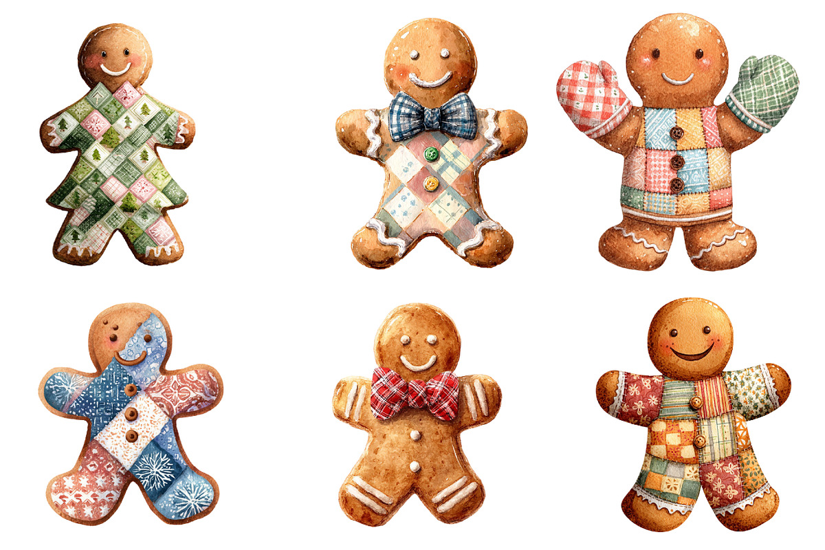 Gingerbread Man Patchwork Bundle, an Illustration by DreamArtGraphic (Photo 2 of 4)